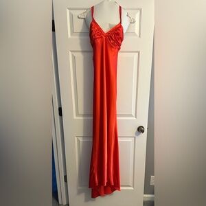 Dark Orange Satin Evening Dress